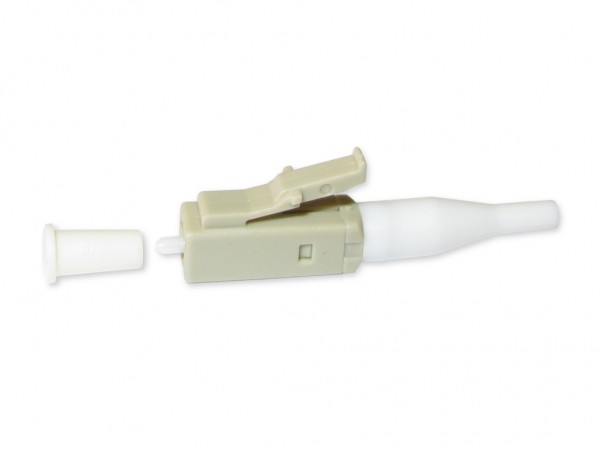 LC simplex Stecker multimode beige für 0,9mm Ader inkl. Knickschutz