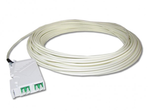 LWL Dose für Hutschiene 2 x LC APC duplex bestückt mit FTTH Dropkabel