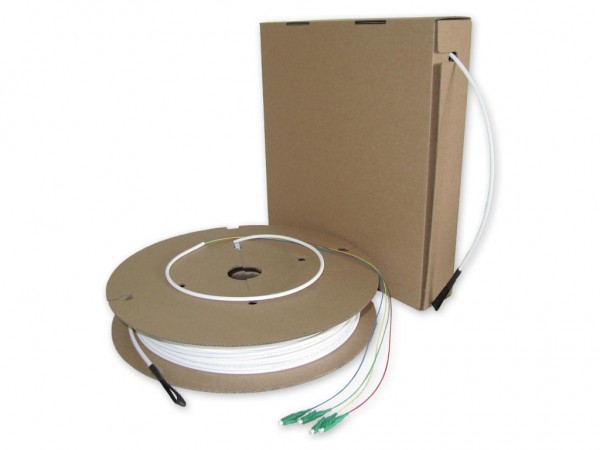 FTTH Drop Kabel auf Spule Pizzabox konfektioniert 4 LC APC 