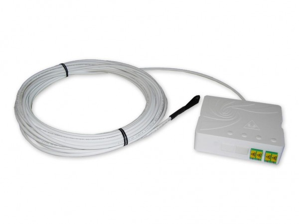 FTTH Dose 2x LC APC duplex bestückt mit FTTH Dropkabel Ring