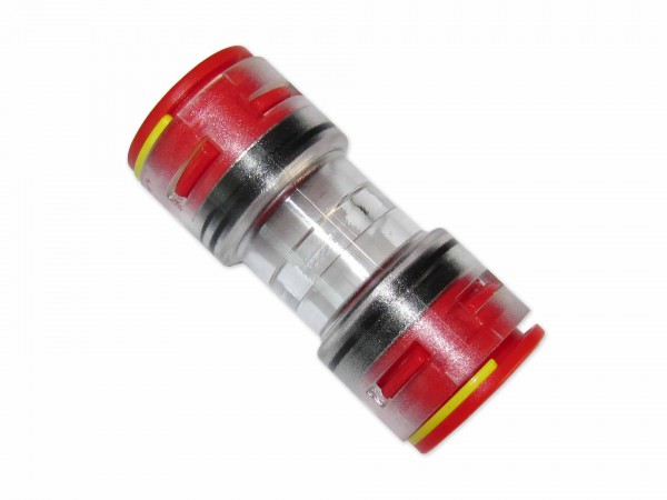 16mm Mikrorohrverbinder Doppelsteckmuffe innen 12mm mit Clips